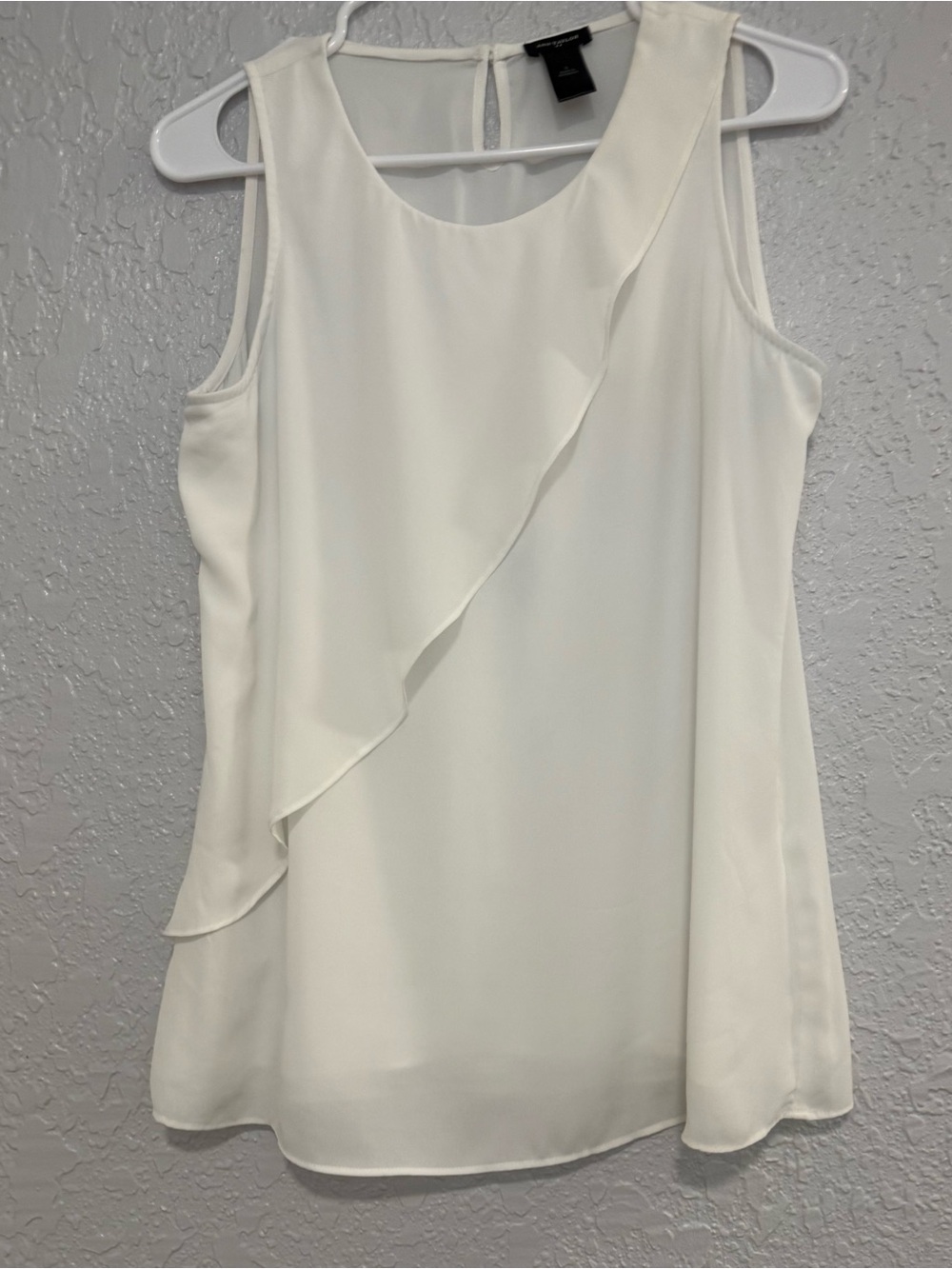 Ann Taylor Ivory Sleeveless Ruffle Draped Camisole
